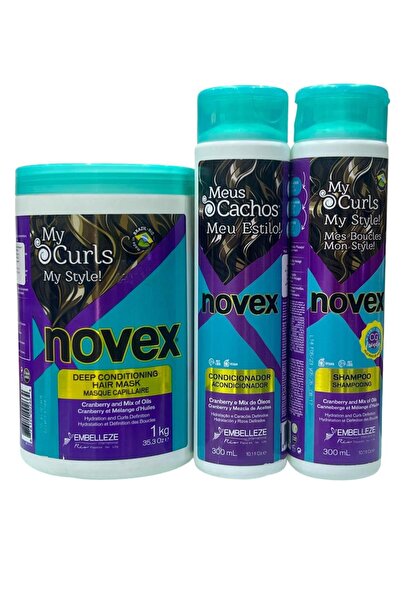 NOVEX مجموعة لعناية بالشعر الكيرلي يتحكم في كثافة الشعر - يقلل من التجعد - يض...