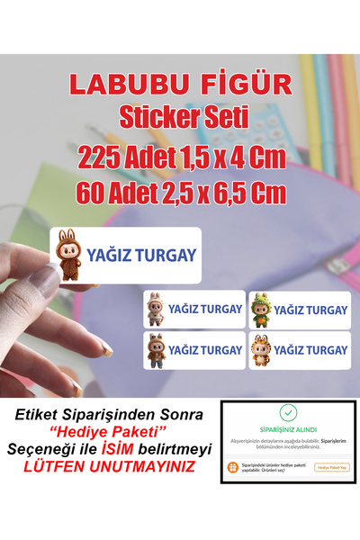 Aysprint Labubu Figures Label Set School Label Stationery Notebook Pen Bag Pen - Name Written Sticker