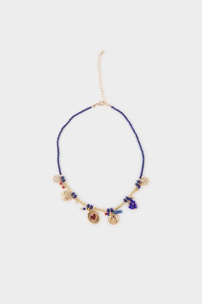 DeFacto Women's Navy Blue Beaded Charm Necklace F4030Axns
