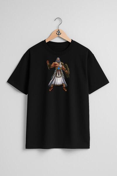 Bahriyeli Collection Oversize Smite Zeus Hades Chest Design Unisex T-Shirt