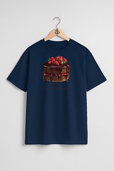 Bahriyeli Collection تي شيرت للجنسين بتصميم صدر كعكة الفراولة والشوكولاتة كبي...