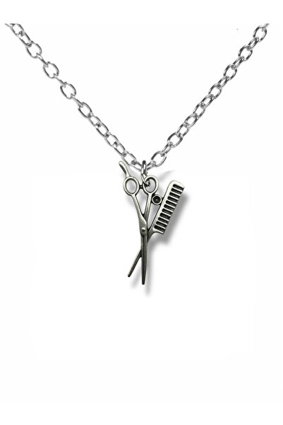 Herşey Nota قلادة باربر على شكل مقص ومشط – إكسسوار للجنسين مطلي بالزاماك مع س...