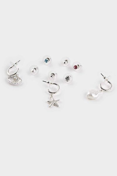 DeFacto Women's 6-Piece Silver Earrings F4059Axns