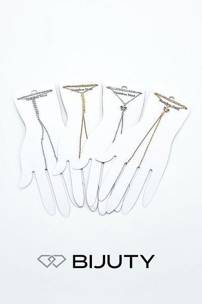 Bijuty Row Stone Model and Butterfly Model Steel Şahmeran Gold and Silver Color Set of 4