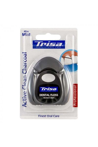 Trisa Ață dentară cerată cu cărbune activ și cărbune activ cu mentă