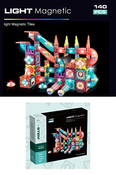 TOYFEST Işıklı 140 Parça Manyetik Blok Seti – Kale temalı