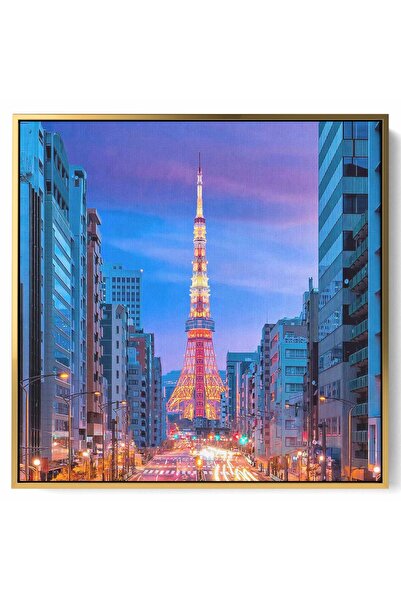 LOWHA لوحة فنية جدارية من القماش ممدودة على إطار خشبي بإطار ذهبي عائم ومنظر ش...