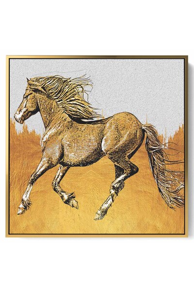 LOWHA لوحة فنية جدارية من القماش مشدودة على إطار خشبي بإطار ذهبي عائم وتصميم ...