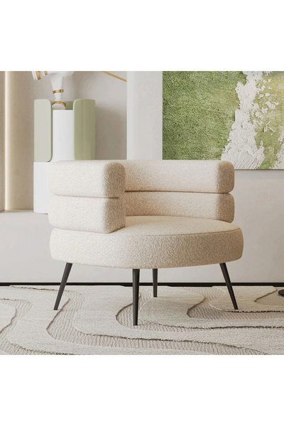Generic Elegant Design Boucle Fabric Chair - Modern Decor Chair Biege