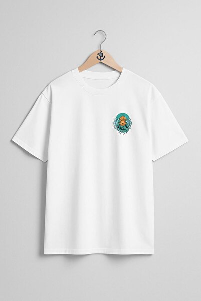 Bahriyeli Collection supradimensionat Octopus scafandru care scufundă cu un caschetă, design de buzunar, unisex tricou