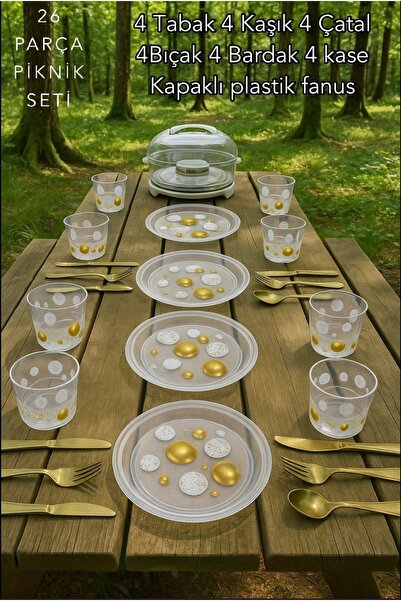 İ&A HOME 26 Parça Balon Desenli Piknik Seti – Bardak Yerleşimli Tepsili Kapak...