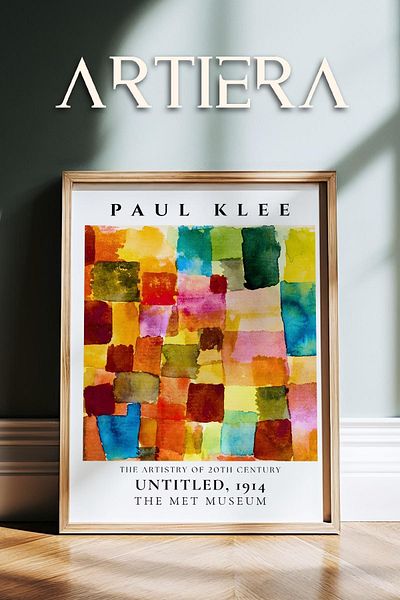 HİGUERA Paul Klee (1879-1940) „Fără nume” 1914 Pictură murală în acuarelă cu cadru din lemn natural