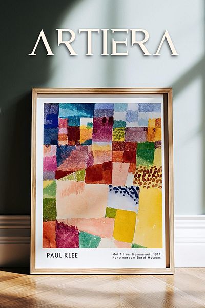 HİGUERA Paul Klee (1879-1940) Motif 1914 from Hammamet Watercolor Natural Wood Framed Wall Painting