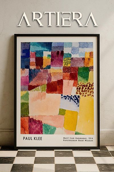 HİGUERA Paul Klee (1879-1940) Motif 1914 from Hammamet Watercolor Natural Wood Framed Wall Painting