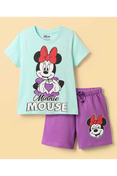 Honeyhap Disney Single Jersey Knit Half Sleeves Shorts Night Suit - Light Blue & Purple