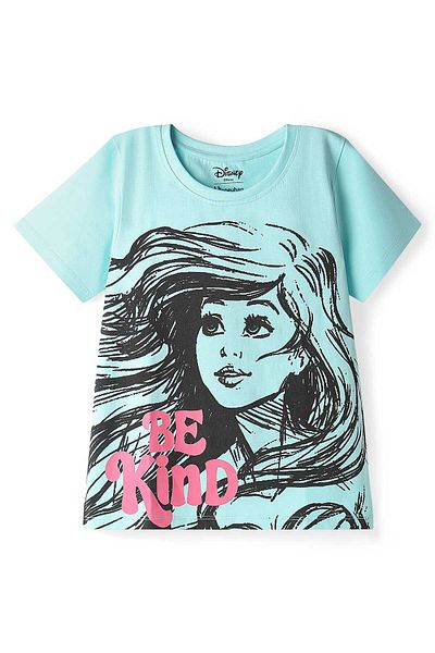 Honeyhap Disney T-Shirt and Shorts Set with Disney Princess-Ariel Graphics - Turquoise