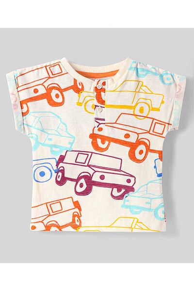 Bonfino T-Shirts with Vehicle Print (Pack of 5) - Multicolor