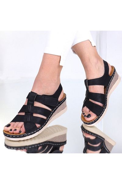 OEM Sandale Ela negre din piele, 38