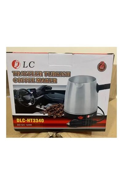 DLC AutoBrew Turkish Coffee Maker – 300ml Car Edition (Silver/Black)