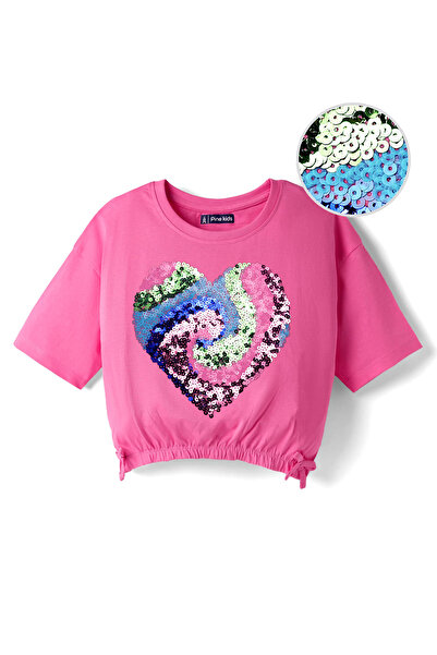 Pine kids تي شيرت باين كيدز من القطن المحبوك بأكمام نصف منسدلة على الكتف مع ت...