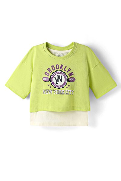 Pine kids تي شيرت باين كيدز قطني محبوك بأكمام نصف منسدلة على الكتف مع تي شيرت...