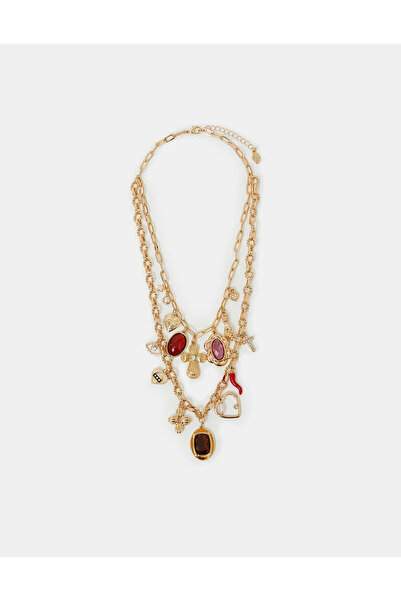 Accessorize Charmlı Kolye Bordo