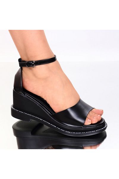 OEM Sandale Simra negre din piele, 36