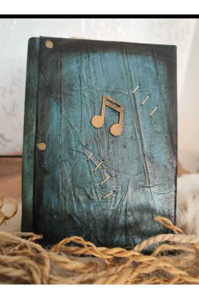 Legend Deri دفتر ملاحظات مصنوع يدويًا من الجلد الطبيعي مع تأثيرات موسيقية من ...