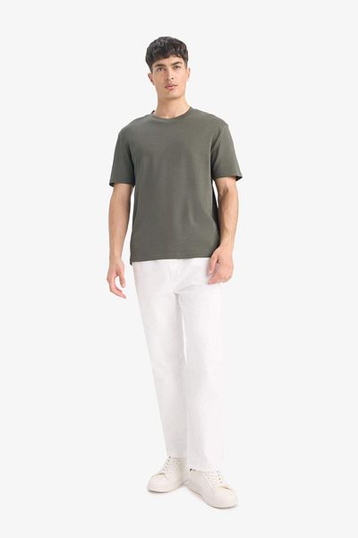 DeFacto 100% Cotton Regular Fit Crew Neck Basic Plain Short Sleeve T-Shirt E7961Ax25Au