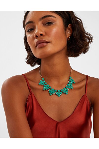 Accessorize Boncuk Nakışlı Kolye Turkuaz