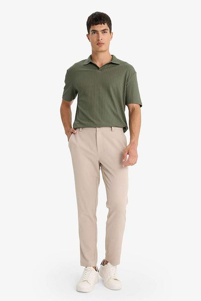 DeFacto Regular Fit Crinkle Polo Neck Short Sleeve T-Shirt E1207Ax25Au
