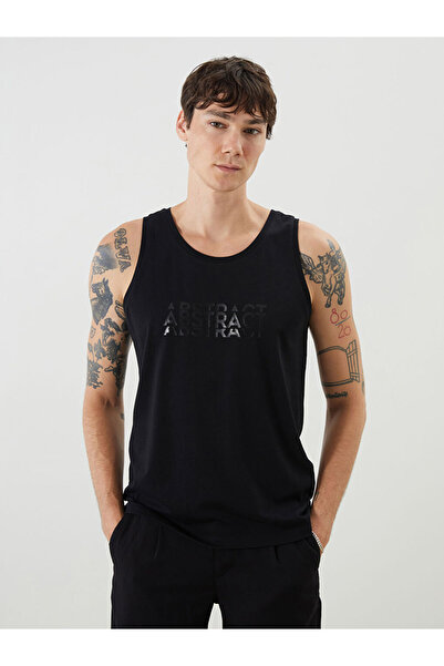 LC Waikiki Black Crew Neck Printed Men's Sleeveless T-Shirt