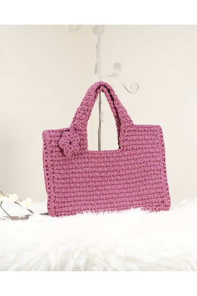 Randsac Purple Crochet Handbag with Flower Detail