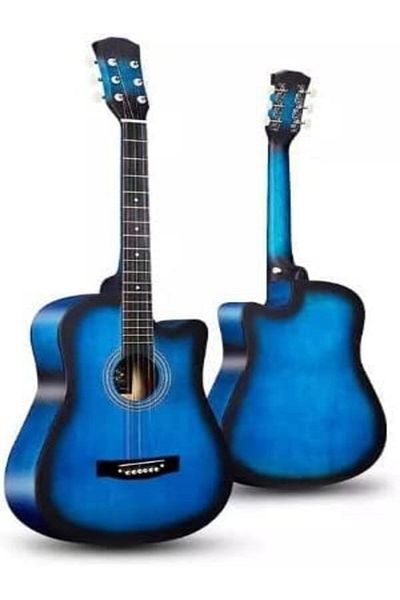 MegArya COMBO OFFER Blue Acoustic Guitar with Bag picks Strap,Capo