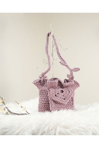Randsac Light Purple Crochet Handbag with outer pocket