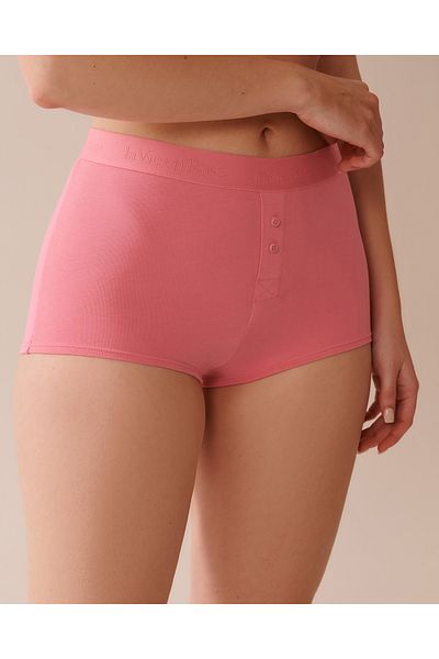 La Vie en Rose Cotton and Logo Elastic Band High Waist Boyleg Panty