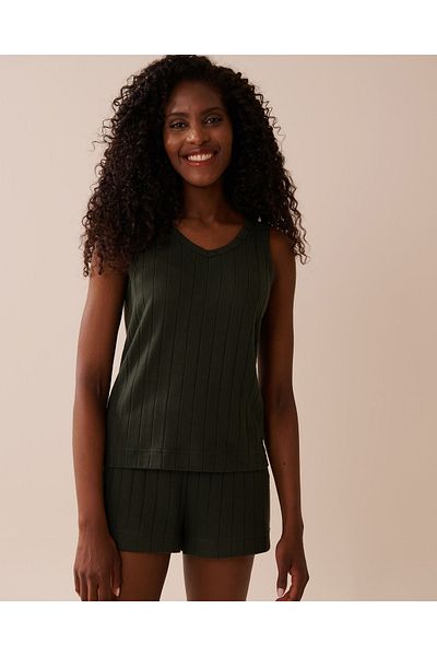 La Vie en Rose Ribbed V-neck Cami