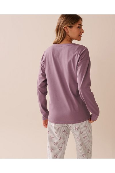 La Vie en Rose Bow Print Cotton Long Sleeve Shirt