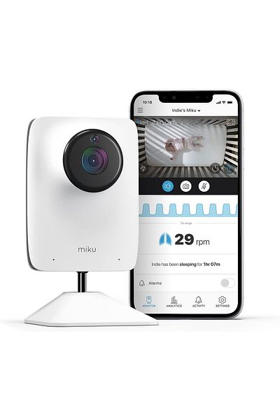 Miku Smart Baby Monitor - Breathing & Sleep Tracking - Video HD, Audio, Night Vision, Two-Way Audio,