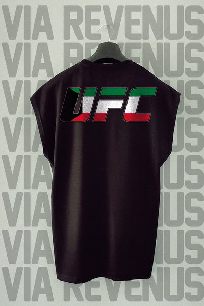 Vordevia Tricou sport UFC Kuwait cu mâneci zero și decolteu rotund imprimat f...
