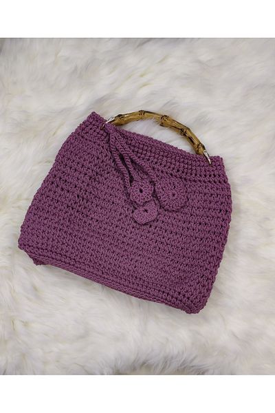 Randsac Lilac Crochet Top Handle Tote Handbag