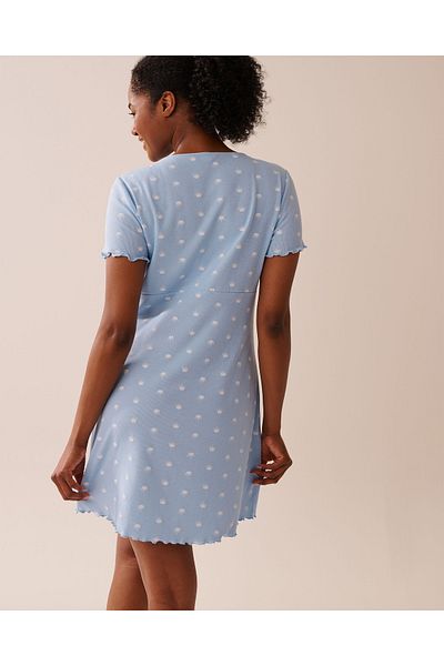 La Vie en Rose Crown Print Ribbed Short Sleeve Sleepshirt