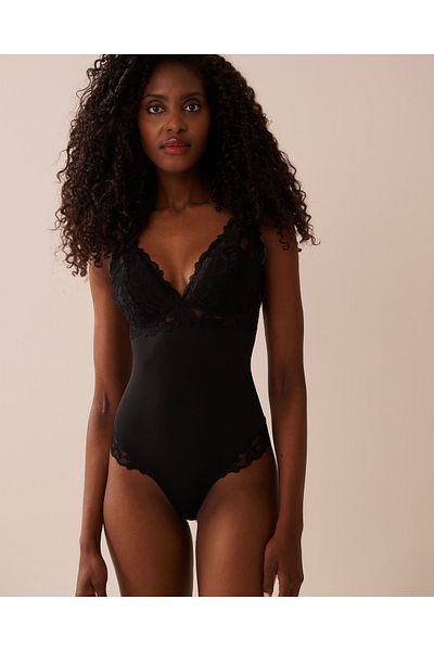 La Vie en Rose Microfiber and Floral Lace Cheeky Teddy