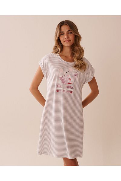 La Vie en Rose Mouse Print Cotton Short Sleeve Sleepshirt