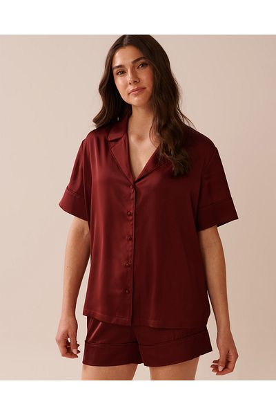 La Vie en Rose Short Sleeve Satin Pajama Set