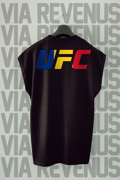 Vordevia Ufc Romania Front and Back Printed Zero Sleeve Crew Neck Sports Tshirt