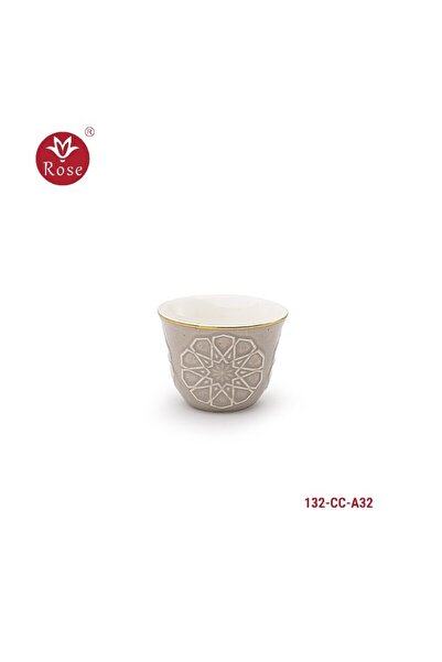 Rose CR-132 - 12-piece porcelain Arabic coffee cup set with a distinctive Islamic rose pattern