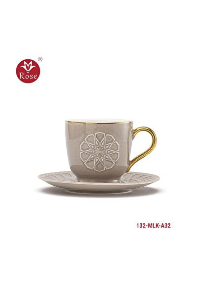 Rose CR-132 - 12-piece porcelain tea cup set with a distinctive Islamic design, rose