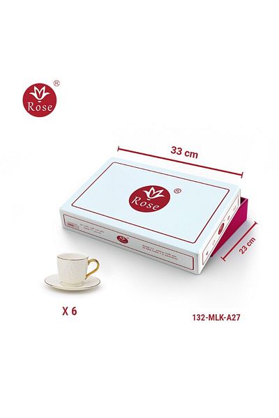 Rose CR-132 - 12-piece porcelain tea cup set with a distinctive Islamic design, rose
