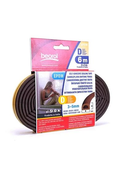 beorol Bandă de etanșare pentru uși și ferestre, maro, profil D 2 x 3 m,
